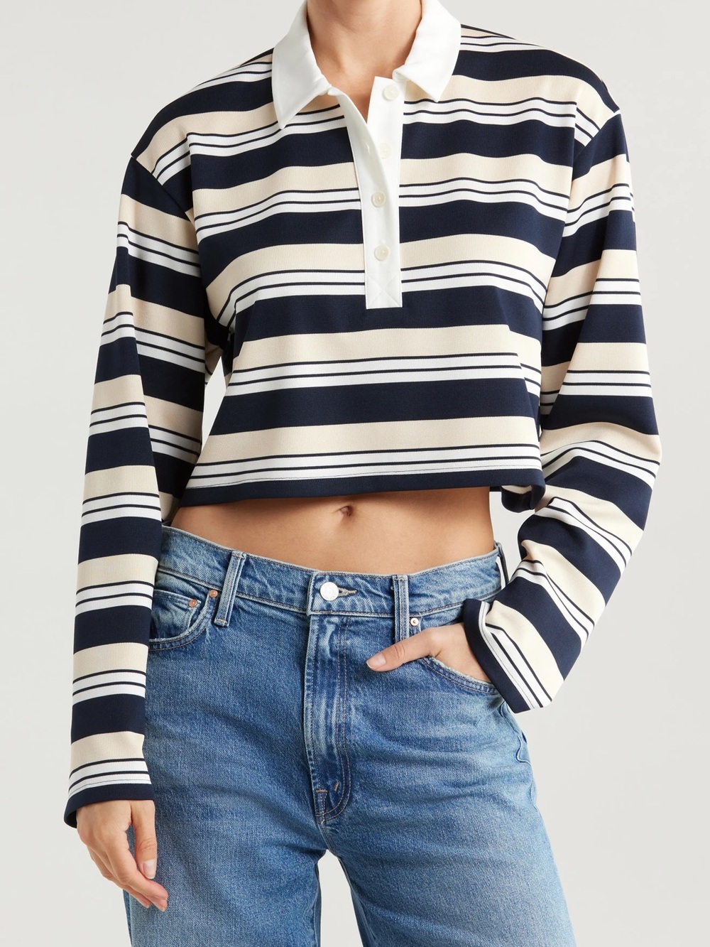 REFORMATION Anna Striped Rugby Top